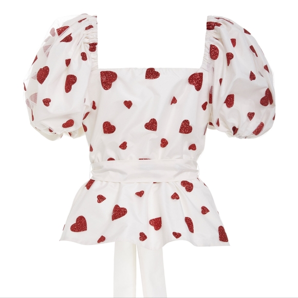 Rodarte Tops - Rodarte unworn metallic hearts puff sleeve top with buttons removed, marked down